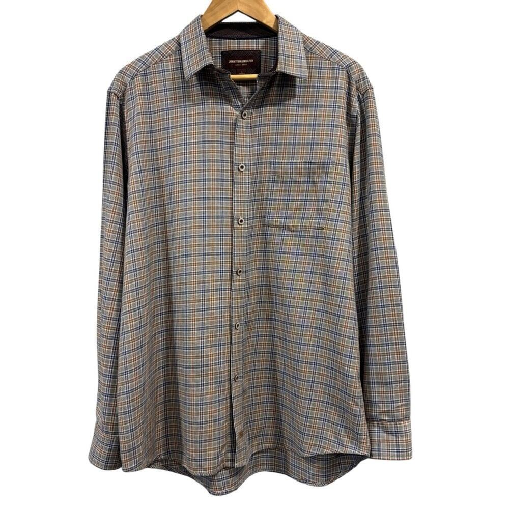 Blue Brown Plaid Button Down Long Sleeve Shirt normcore gorpcore cabin, Size L